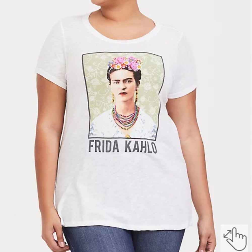 *2/$15 Bundle* Torrid Frida Kahlo White Slub Crew Neck Graphic Tee in Size 1x